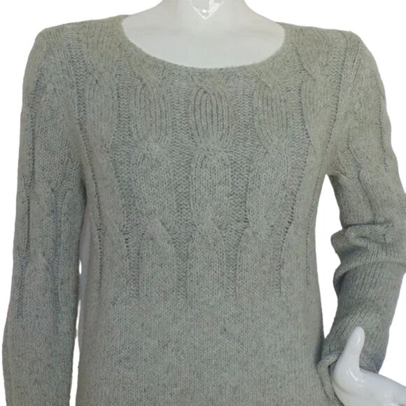 J.JILL Sweater/Knit Tunic, S, Gray Mini, Cable knit, Long sleeve, Chunky knit - Picture 2 of 12